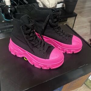 Black and Pink Combat Boots